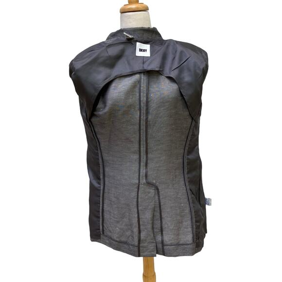 DKNY Blazer Sz 4 Linen Silk Blend Long 2 Button Lightweight Minimalist Preppy - Picture 9 of 13